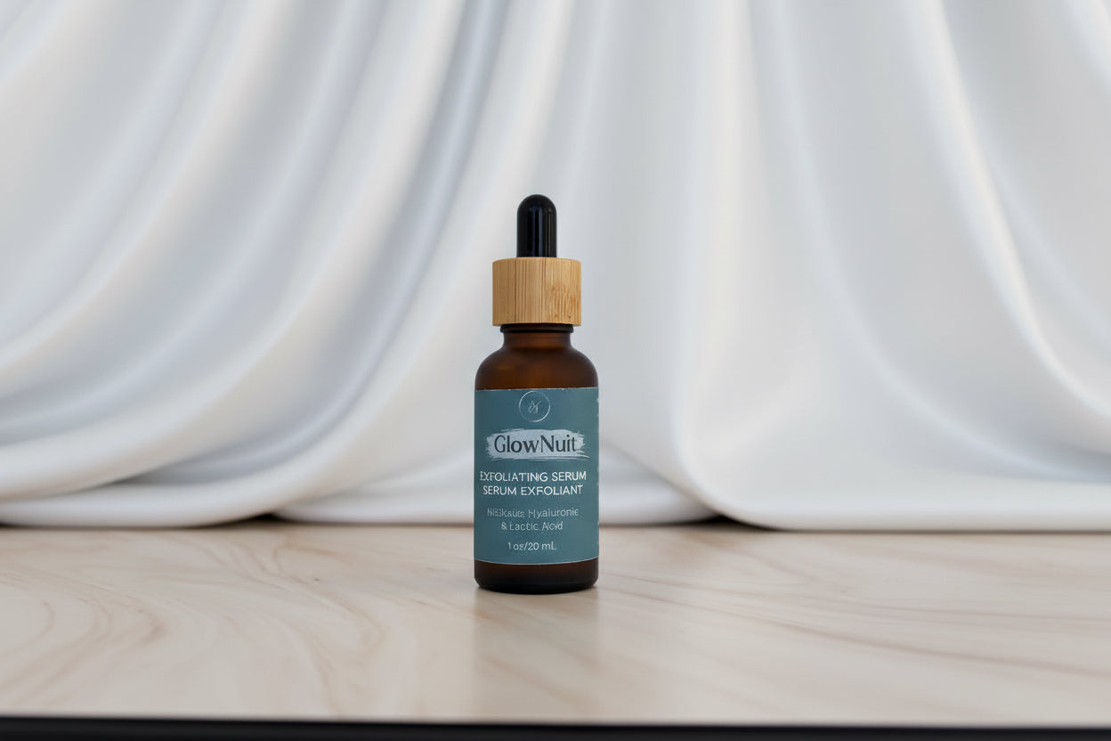 GlowNuit - Sérum Exfoliant Régénérant - 5 % Acide Lactique, Acide Hyaluronique & Extrait d’Hibiscus